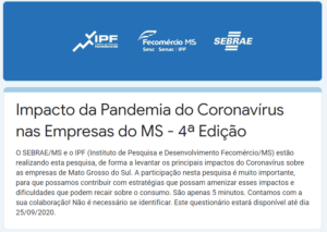 Leia mais sobre o artigo Impacto da Pandemia do Coronavírus nas Empresas do MS – participe!
